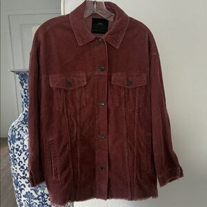 Zara Outerwear Corduroy Jacket in Reddish Brown